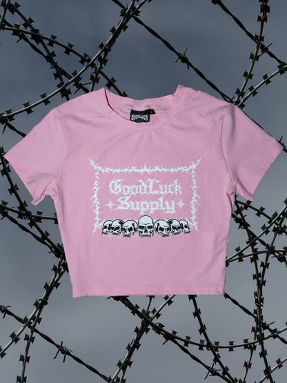 PINK SKULL BABY TEE