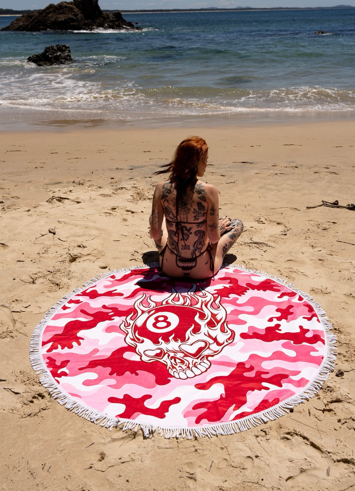 PINK CAMO SKULL BEACH TOWEL