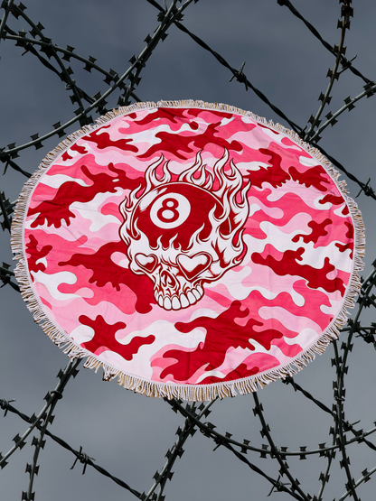 PINK CAMO SKULL BEACH TOWEL