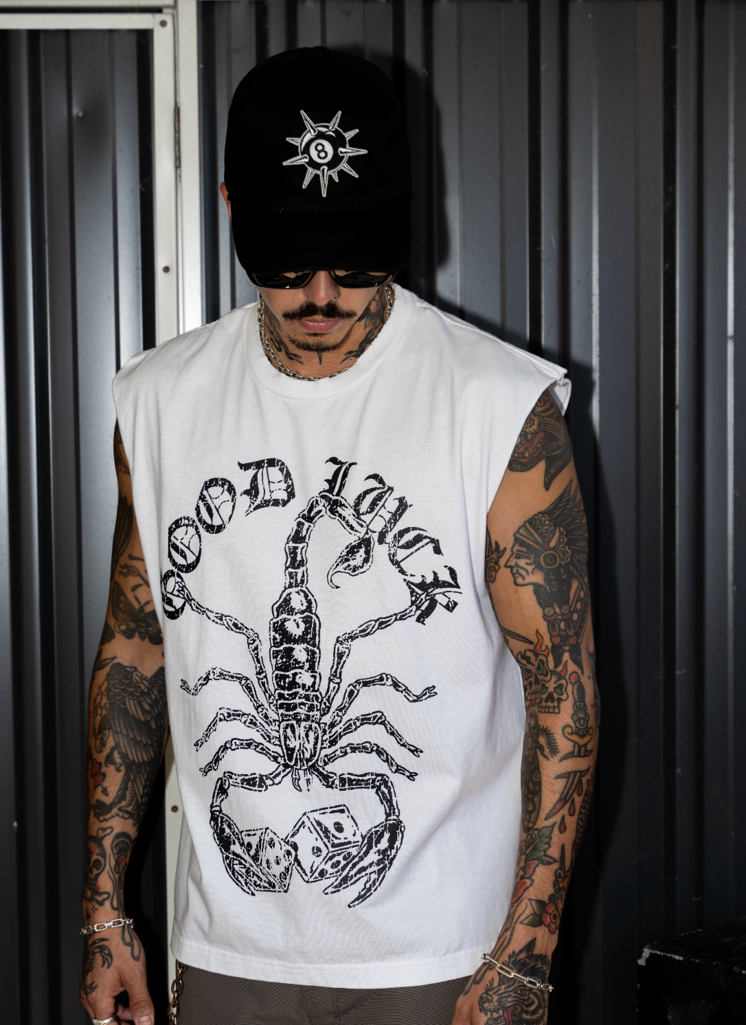 LUCKY SCORPION MUSCLE TANK WHITE