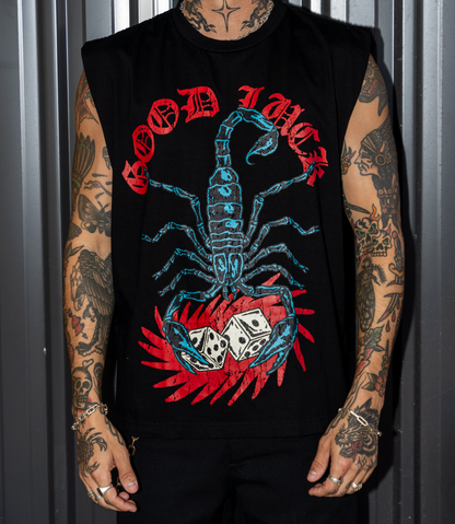 LUCKY SCORPION MUSCLE TANK BLACK