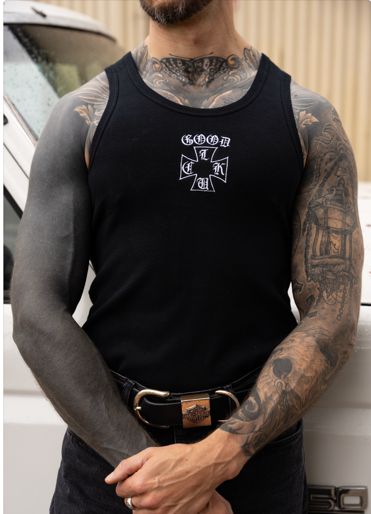 GL CROSS BLACK SINGLET