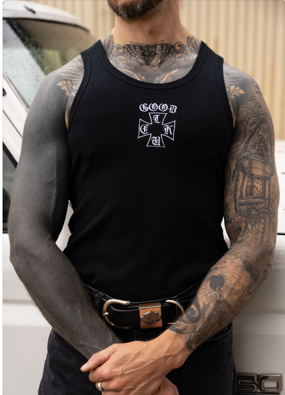 GL CROSS BLACK SINGLET