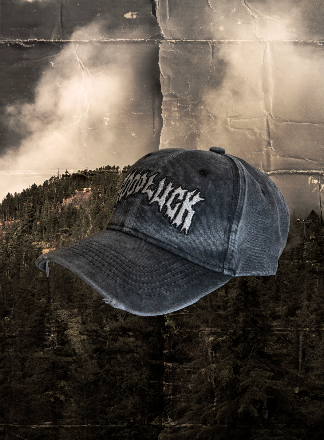 Good Luck Gothic Logo Dad Cap